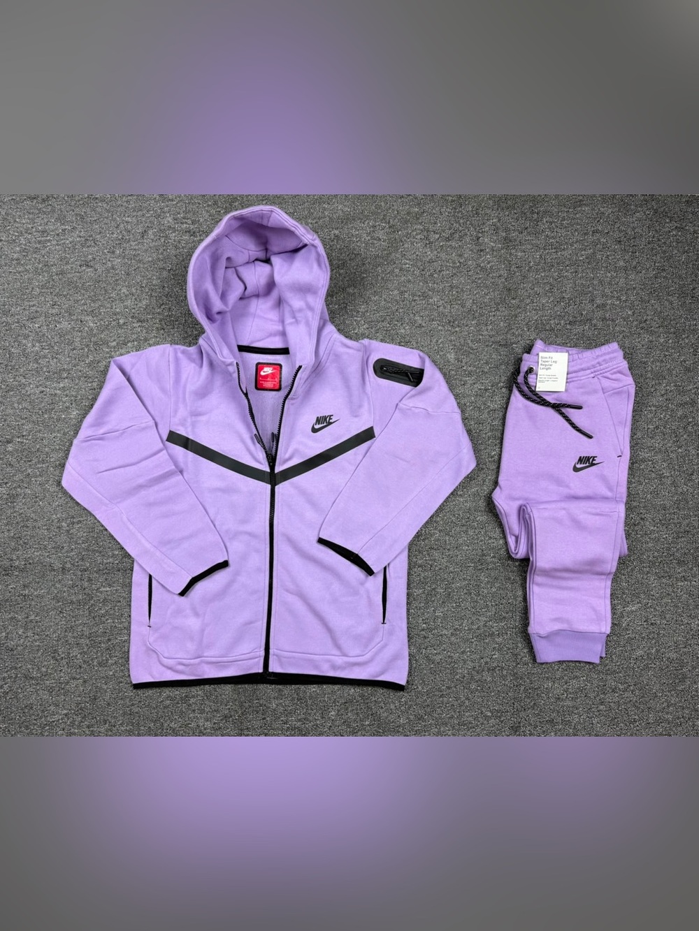 Nike Kids Lavender Zip Hoodie & Joggers Set with Black Accents